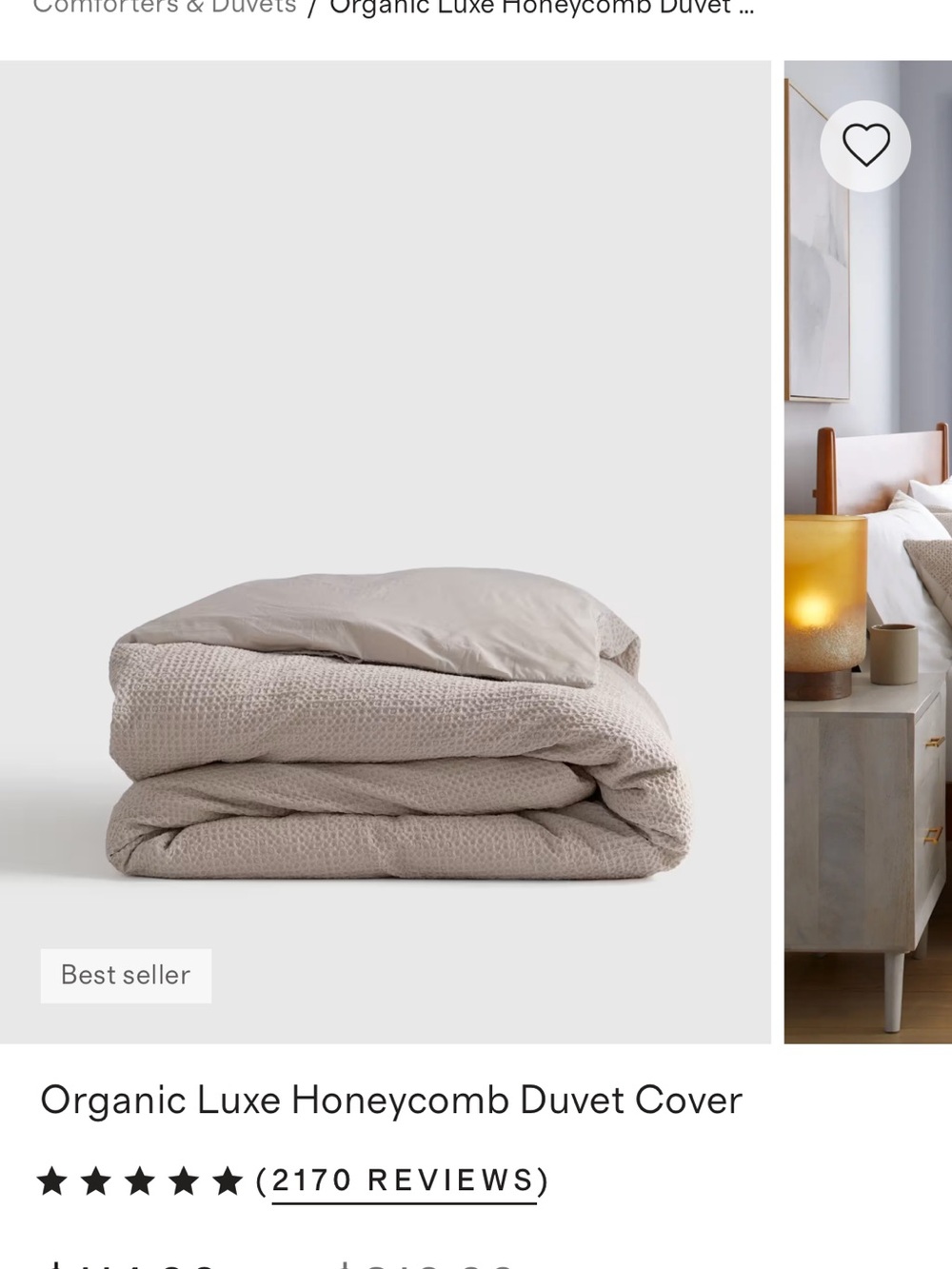 Quince Organic Honeycomb Duvet Cover in Sand